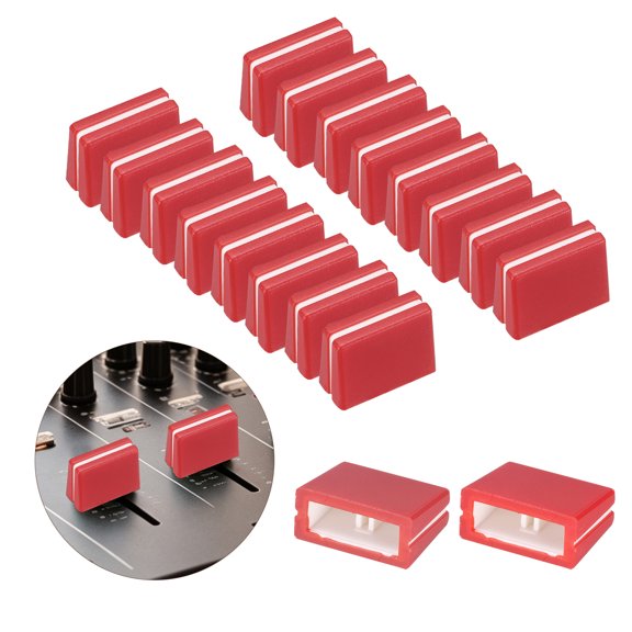 Uxcell 20Pcs Mixer Slider Fader Caps Universal Fader Knobs Red Plastic Slide Potentiometer Replacement Slider Knob for Universal DJ Controller Mixer Console DJM DDJ XDJ Denon