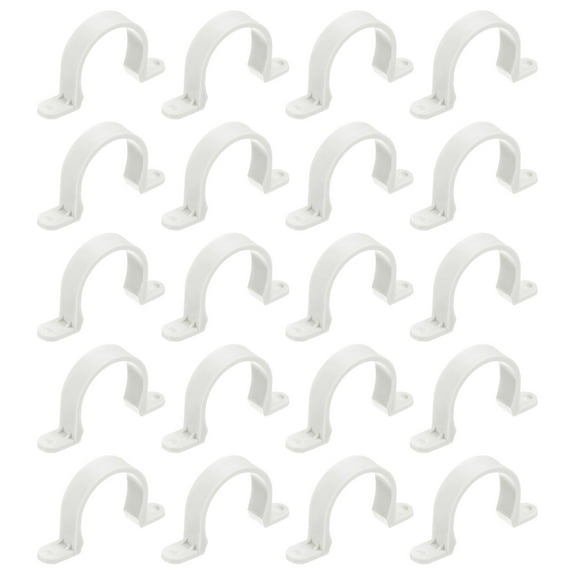 Uxcell 20Pcs Pipe Straps, 50mm Plastic Conduit Strap, Two Hole Pipe Clips for Tube, Pipes, Light Grey