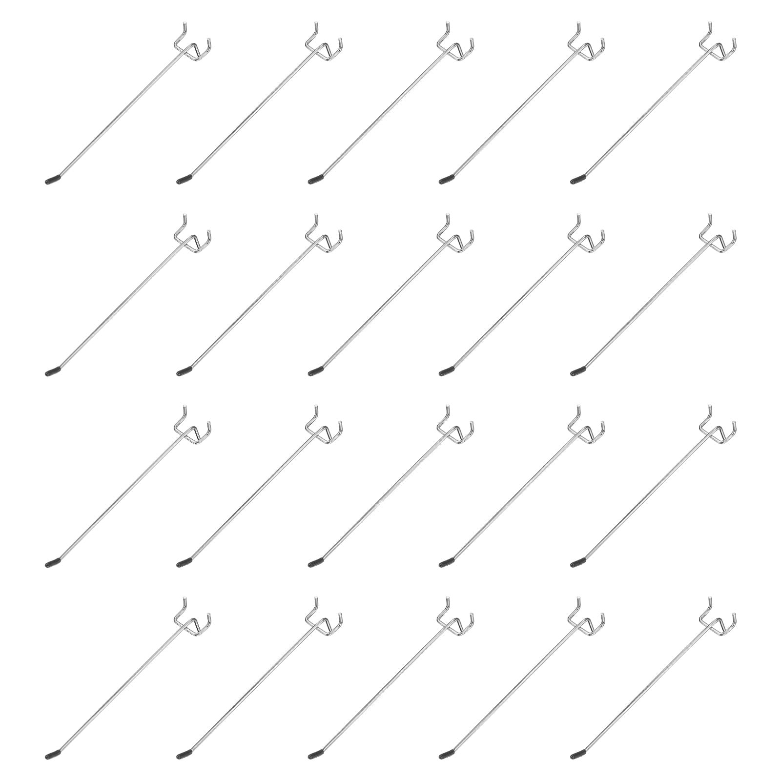 Uxcell 20Pcs Pegboard Hooks, 7.9 in L Shape Pegboard Wall Hook Fit 1-1/4" Hole Pegboard 3.2mm Thick for Wall Organizing