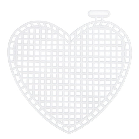 Uxcell 20Pcs Plastic Mesh Canvas Sheet 7 Count 7.5 cm/ 3 inch White Heart Blank Canvas for Embroidery