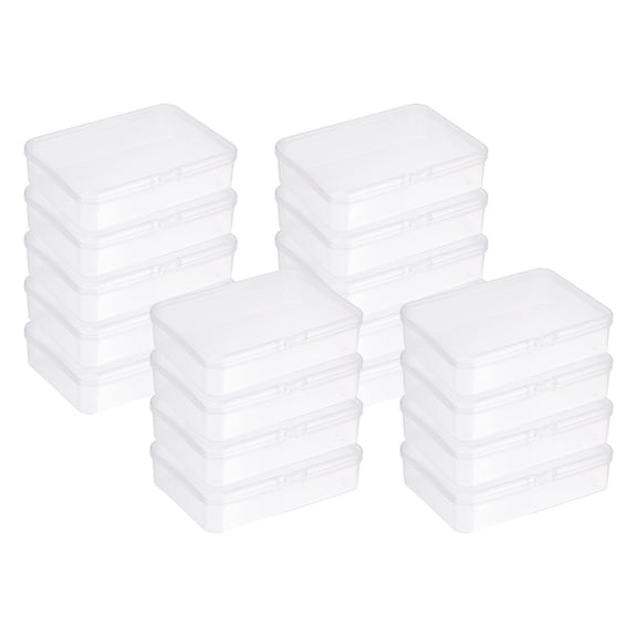 Uxcell 20Pcs Plastic Storage Containers, Rectangular Mini Clear Organizer with Lids, Transparent Storage Boxes for Beads, Small Craft Items, Jewelry Hardware, (75" x 25" x 4.13")