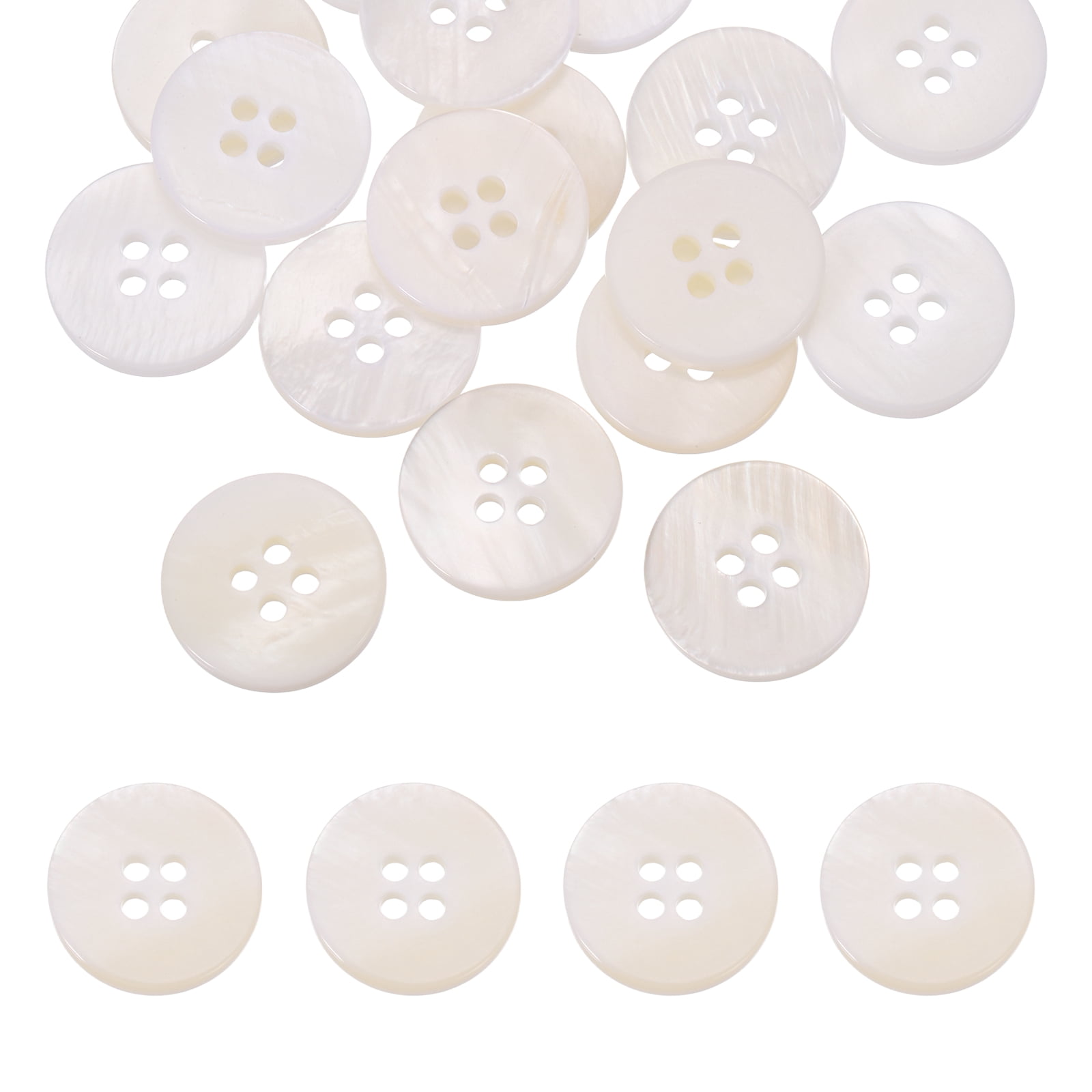 Uxcell 20Pcs Round Natural Shell Buttons,15mm 4 Holes Mother of Pearl ...