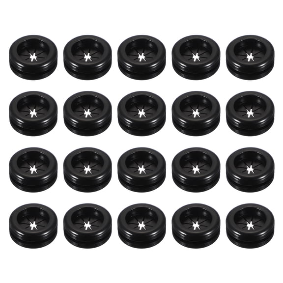 Uxcell 20Pcs Rubber Plug Hole Grommet Kit, 0.6" Firewall Closed Hole Plug Fire Grommet for Wire Electrical Appliance Plumbing Wiring Automotive Home Improvement, Black