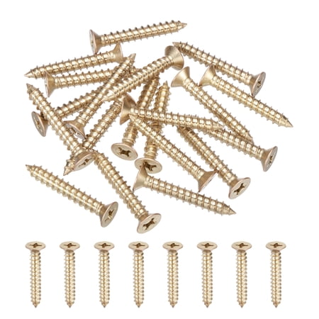 Uxcell 20Pcs ST6 x 40mm Pan Head Self Tapping Screws for Metal, Gold