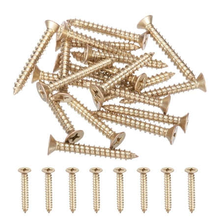 Uxcell 20Pcs ST6 x 45mm Pan Head Self Tapping Screws for Metal, Gold