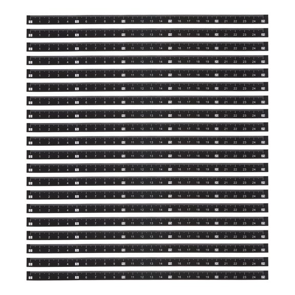 Uxcell 20Pcs Self-Adhesive Measuring Tape 10mm x 25cm Metric Stick-on Ruler Left to Right Reading Bench Rulers for Woodworking Workbench Table Saw Drafting, White on Black