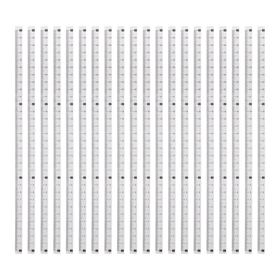 Uxcell 20Pcs Self-Adhesive Measuring Tape 10mm x 30cm Metric Stick-on Ruler Top to Bottom Reading Bench Rulers for Woodworking Workbench Table Saw Drafting, Black on Transparent