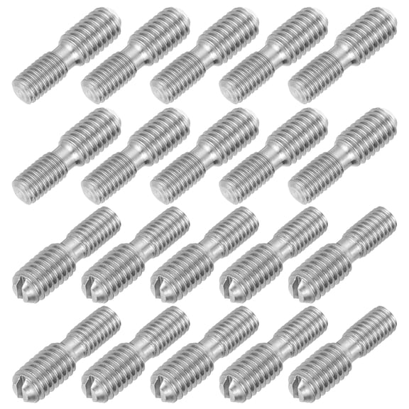 Uxcell 20Pcs Slotted Head M5x10 to M6x10 Double End Threaded Stud Screw Bolt, 20mm L