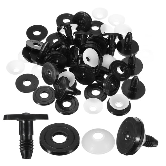 Uxcell 20Set 35mm 1-3/8" Doll Joints, Plastic Removable Animal Joints Connector Engage Bolt Doll Making Supplies for Bear Limbs Head Joint DIY, Black & Clear