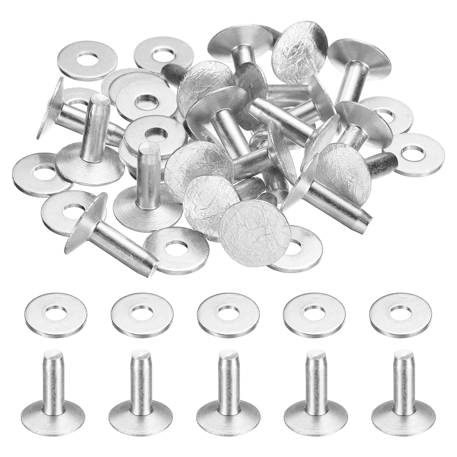 Uxcell 20Set Aluminum Rivets and Burrs Washers 12x4x12mm Dimpled Finish ...