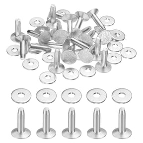 Uxcell 20Set Aluminum Rivets and Burrs Washers 9x3.3x12mm Dimpled Finish Aluminum Solid Leather Rivet Fastener Studs Posts for Leather DIY Craft Belts Wallets Collars, Silver