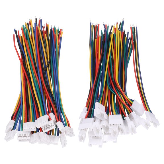 Uxcell 20Sets 100mm 5Pin 26AWG PH2.0 Connector Male Female with Bare Wire, Copper Core Polyvinyl Chloride Material OD1.3 Spring Pin Connector for DIY Drone 3D Printer Balance Cars PCB LED Lighting