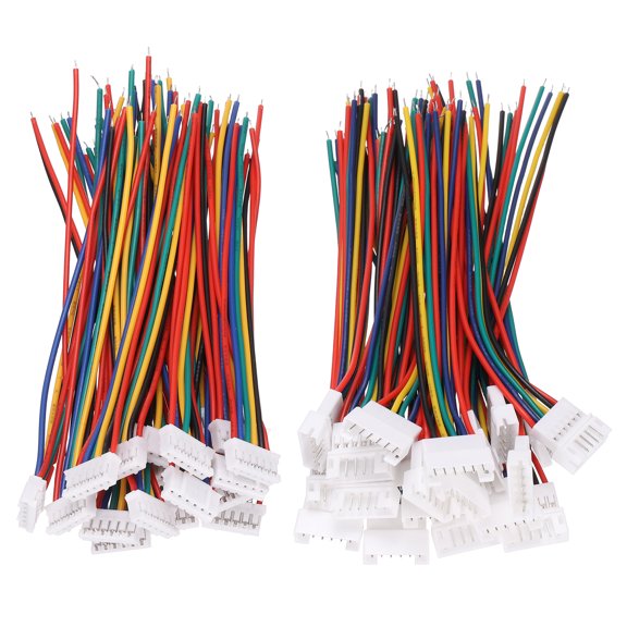 Uxcell 20Sets 100mm 6Pin 26AWG PH2.0 Connector Male Female with Bare Wire, Copper Core Polyvinyl Chloride Material OD1.3 Spring Pin Connector for DIY Drone 3D Printer Balance Cars PCB LED Lighting