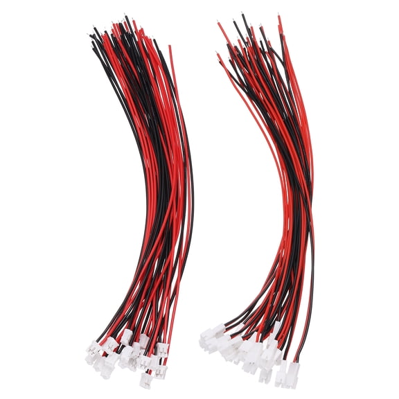 Uxcell 20Sets 200mm 2Pin 26AWG PH2.0 Connector Male Female with Bare Wire, Copper Core Polyvinyl Chloride Material OD1.3 Spring Pin Connector for DIY Drone 3D Printer Balance Cars PCB LED Lighting