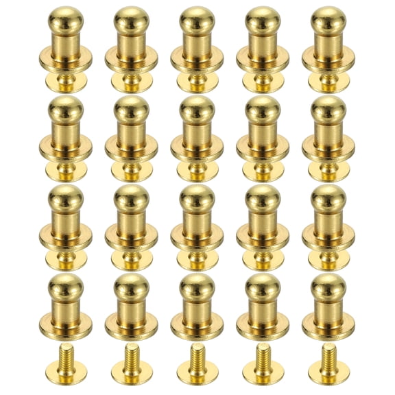 Uxcell 20Sets Brass Ball Head Stud Rivets, 5mm Screw Back Button Nipple Rivet Golden
