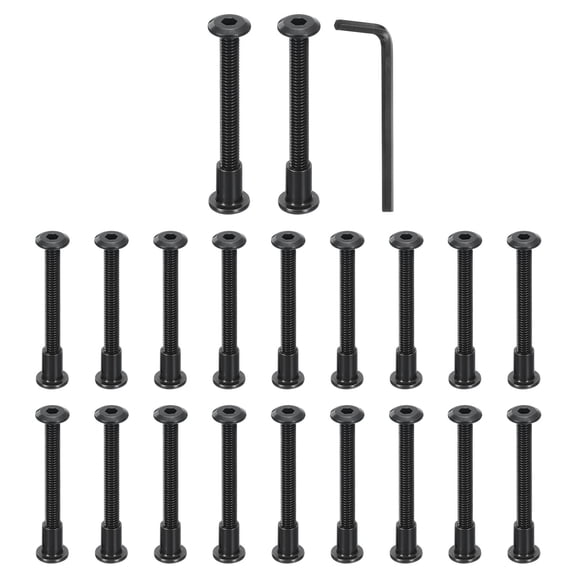 Uxcell 20Sets M6x60mm Hex Drive Socket Cap Bolt M6x12mm Nuts with Hex Wrench Black