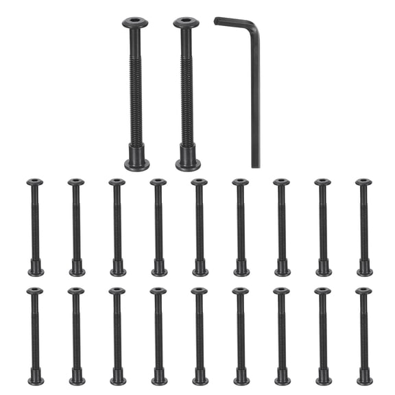 Uxcell 20Sets M6x70mm Hex Drive Socket Cap Bolt M6x10mm Nuts with Hex Wrench Black