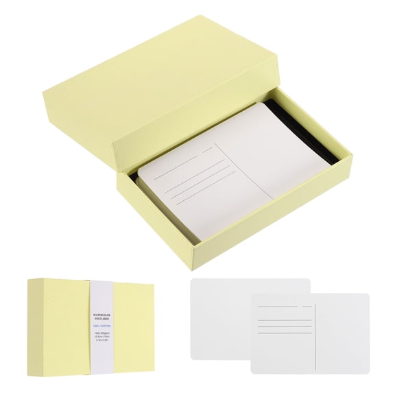 Uxcell 20Sheets Watercolor Postcards, 100% Cotton 4"x6" Watercolor Paper Blank Postcard W Yellow Cap White Waistband Hot Pressedfor Mailing Painting Invitation Cards(140lb/300gsm) Yellow