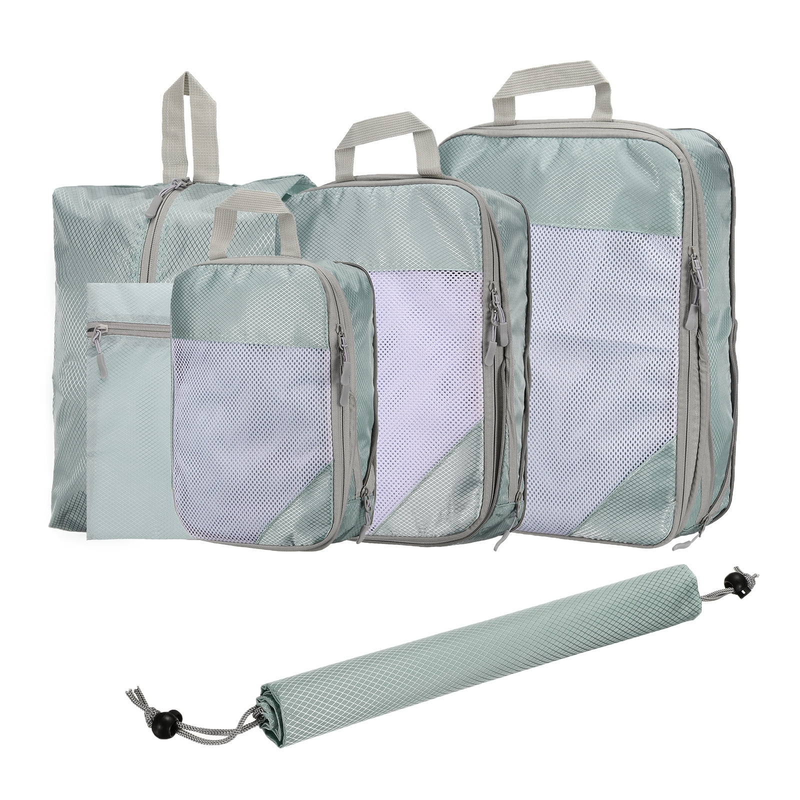 Uxcell 20cm 25cm 30cm 34cm 22cm 33cm Oxford Cloth Compression Packing Cube Travel Luggage Organizers 6 Pcs Grey