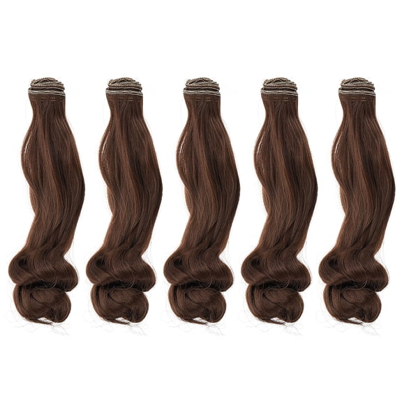 Uxcell 20cm Doll Hair Wefts, 5Pcs Synthetic Long Curly Hair Doll Wigs, Brown