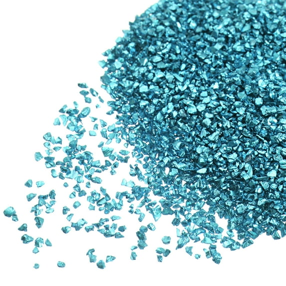 Uxcell 20g Crushed Glass Chips, 1-3mm Irregular Metallic Sequins Glass Stone Sky Blue