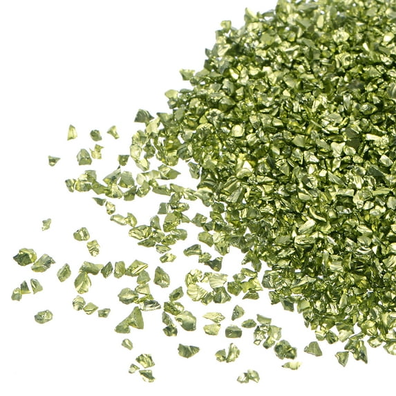 Uxcell 20g Crushed Glass Chips, 1-3mm Irregular Metallic Sequins Glass Stone Yellow Green