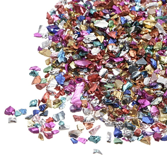 Uxcell 20g Crushed Glass Chips, 2-4mm Irregular Metallic Chunky Sequins Glass Stone Colorful