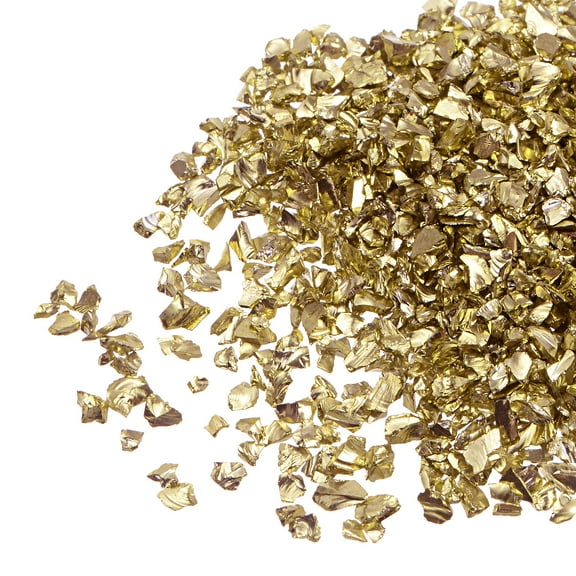 Uxcell 20g Crushed Glass Chips, 2-4mm Irregular Metallic Chunky Sequins Glass Stone Gold Tone