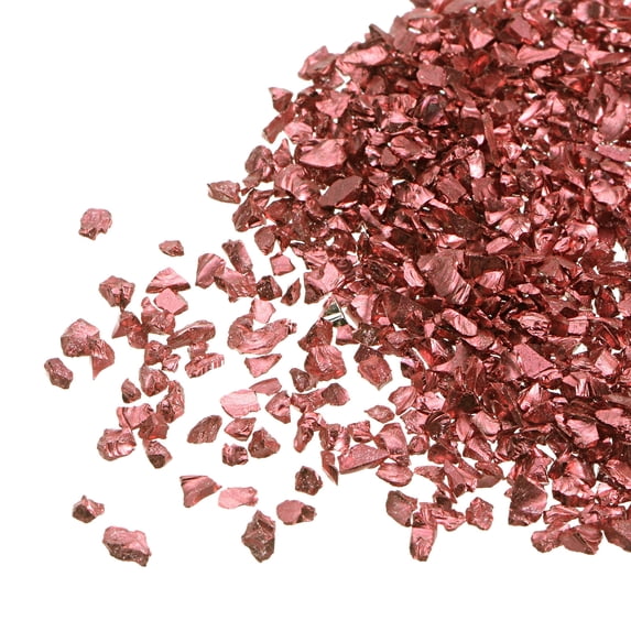 Uxcell 20g Crushed Glass Chips, 2-4mm Irregular Metallic Chunky Sequins Glass Stone Maroon Red