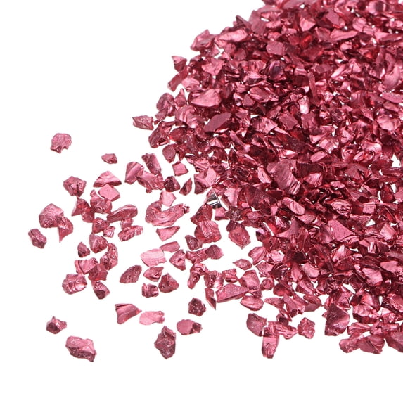 Uxcell 20g Crushed Glass Chips, 2-4mm Irregular Metallic Chunky Sequins Glass Stone Red