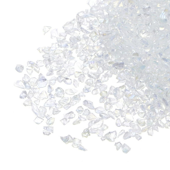 Uxcell 20g Crushed Glass Chips, 2-4mm Irregular Metallic Chunky Sequins Glass Stone White