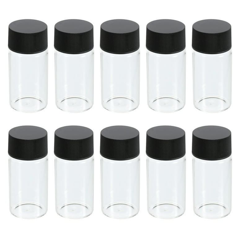 Uxcell 20mL Media Storage Bottle, 15 Pack Reagent Media Bottle Glass Bottles  with Plastic Screw Cap for Lab, Clear 