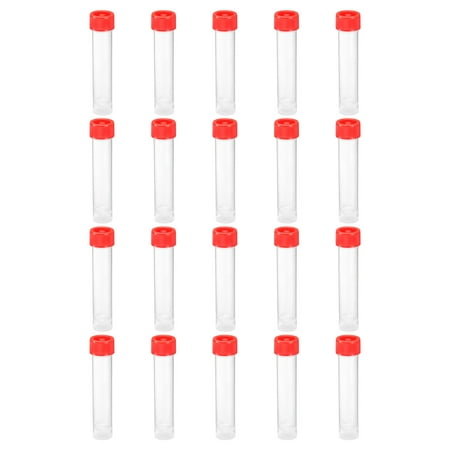Uxcell 20mL Plastic Test Tubes, 20 Pack Frozen Test Tube Vial Container Storage Screw Cap, Red Clear