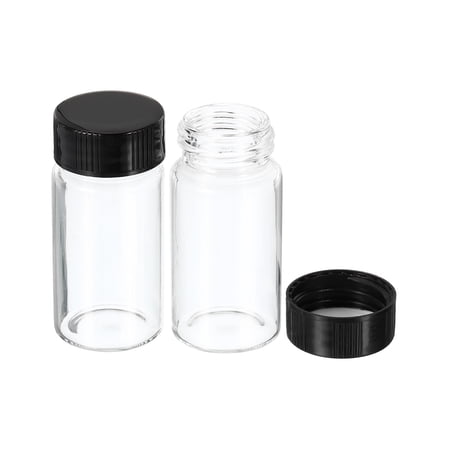 Uxcell 20mL Reagent Glass Storage Bottle Round Plastic Screw Cap Lab Home Clear 10 Pack