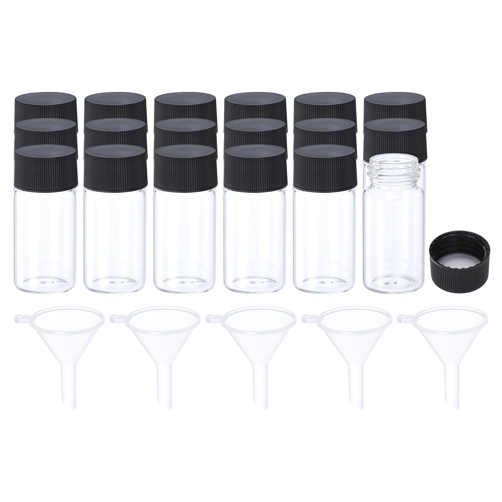 Uxcell 20mL Reagent Media Bottle, 18 Pack Round Glass Storage Bottles ...