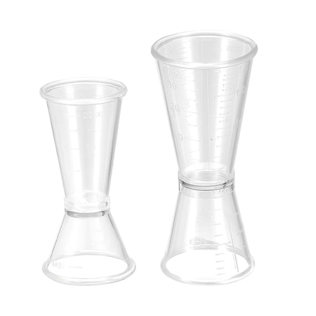 Uxcell 20ml/10ml, 40ml/20ml, PC Plastic Double Head Beaker 2in1 Set