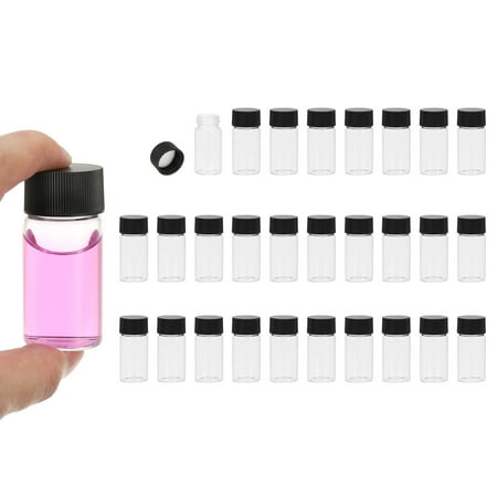 Uxcell 20ml Clear Glass Vials, 28 Pack Sample Vials with Screw Cap Reagent Media Bottle