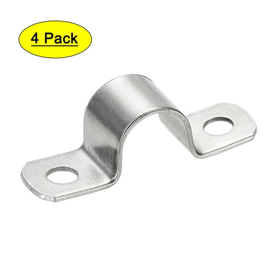 Uxcell 20mm(0.8") 304 Stainless Steel 2 Holes Rigid Pipe Strap Tension Tube Clamp 4 Pack