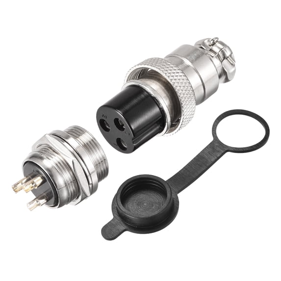Uxcell 20mm 3 Terminals 7A 250V GX20 Aviation Connector with Plug Cover 5 Sets