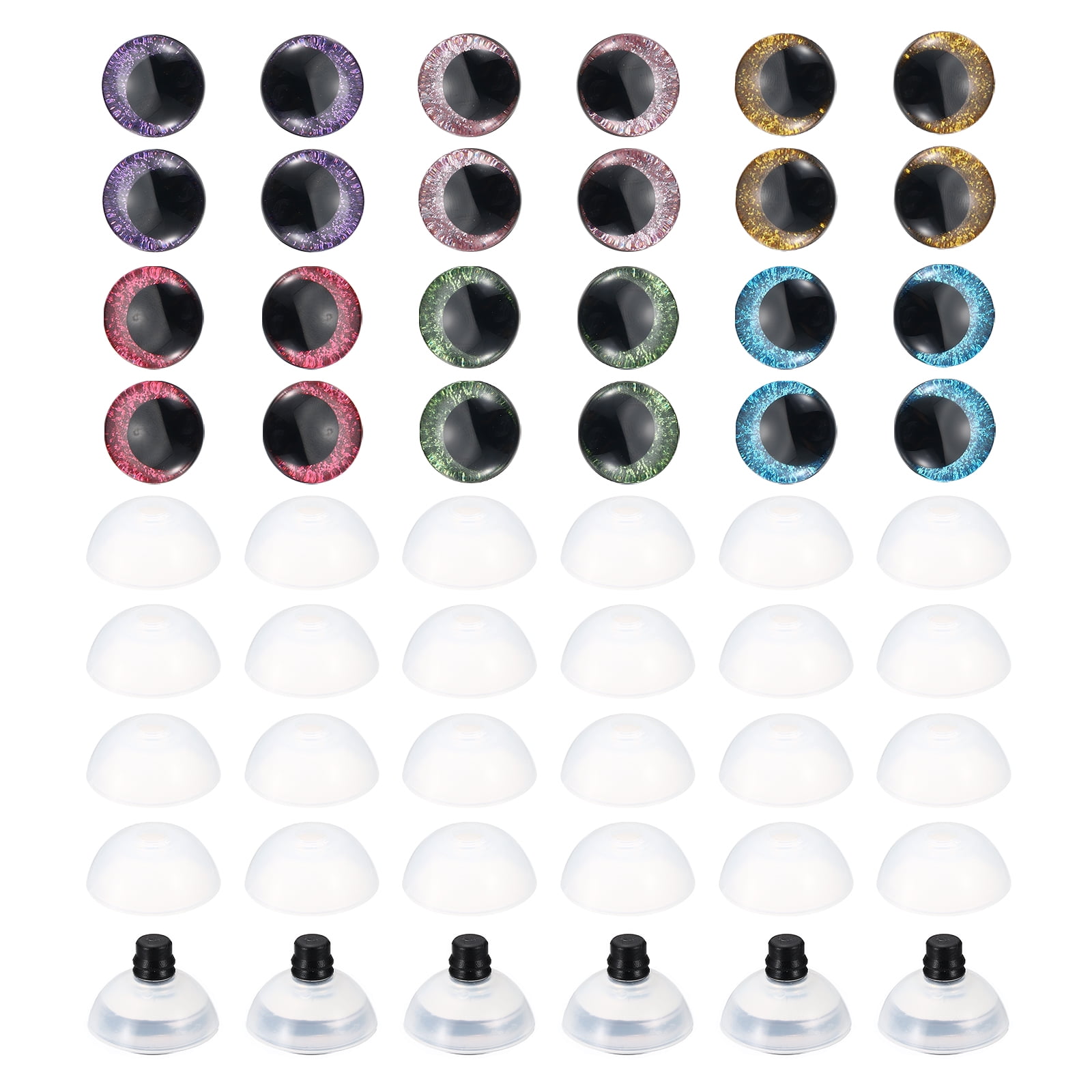 32-Pack Flash Safety Eyes For Dolls – 14mm 3D Plastic Eyes In 8 Colors With Soft Buckles For Crafts & Crochet