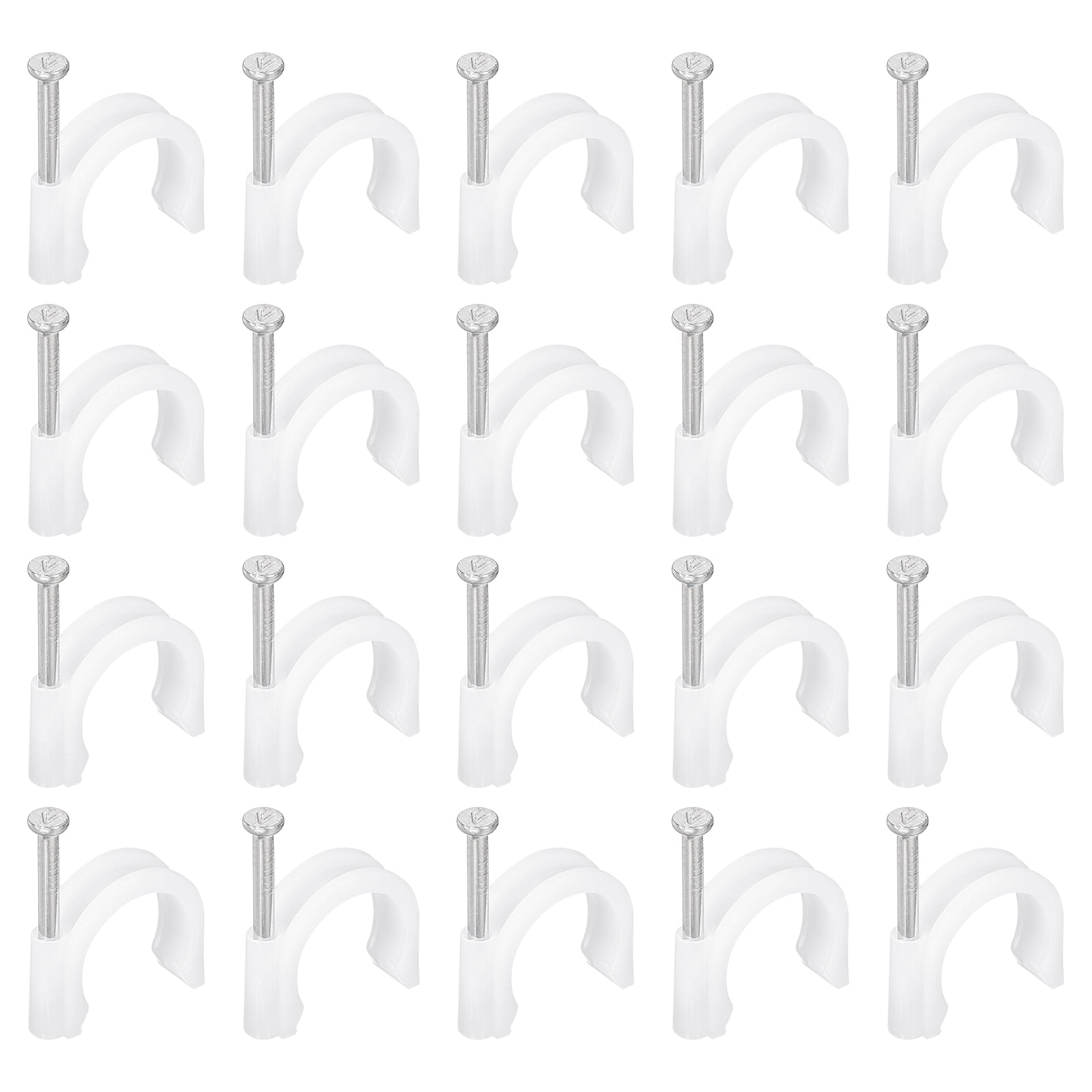 Uxcell 20mm Half Clamp J-Hook with Nail, 140Pcs Pex Pipe Fixture Support Holder, White