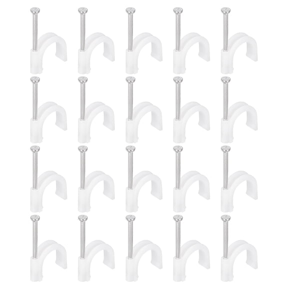 Uxcell 20mm Half Clamp J-Hook with Nail, 70Pcs 50mm Long Nail Pex Pipe Fixture, White