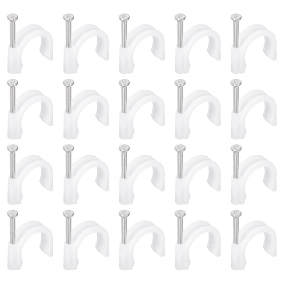 Uxcell 20mm Half Clamp J-Hook with Nail, 70Pcs Pex Pipe Fixture Support Holder, White
