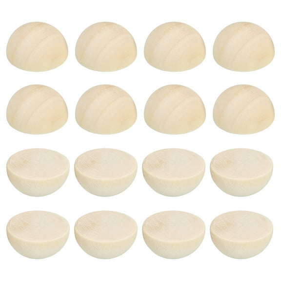 Uxcell 20mm Half Wood Beads, 100 Pack Unfinished Natural Wooden Beads Round Split Wood Balls for Craft