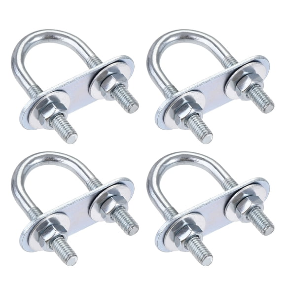 Uxcell 20mm Inner Width 50mm Length Round U-Bolt Steel M6 4 Sets