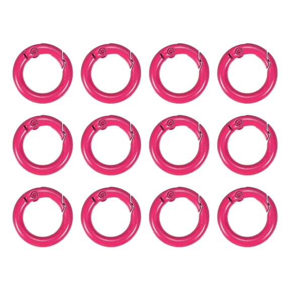 Uxcell 20mm Metal Spring O Rings Zinc Alloy Snap Clip Round Trigger Keyrings Buckle Brick Red 12 Pcs