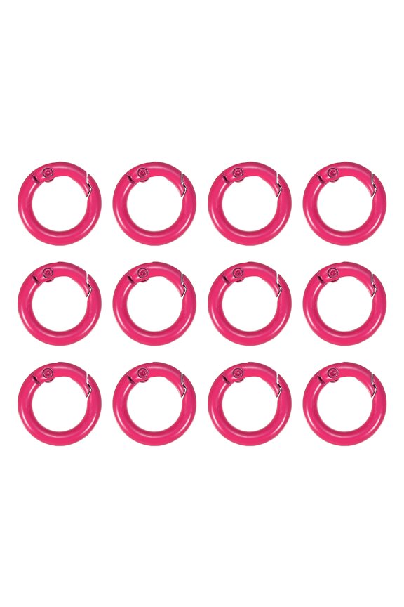 20mm Metal Spring O Rings Zinc Alloy Snap Clip Round Trigger Keyrings Buckle Brick Red 12 Pcs