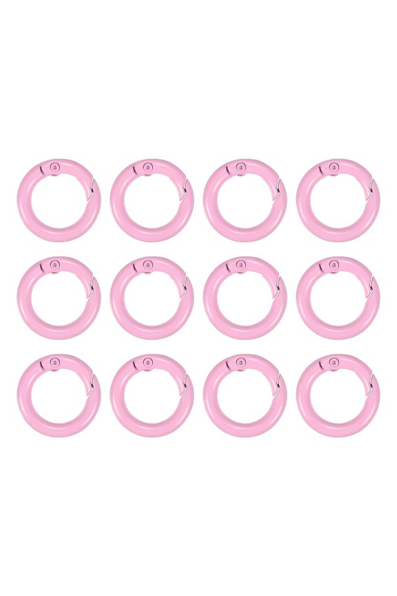 20mm Metal Spring O Rings Zinc Alloy Snap Clip Round Trigger Keyrings Buckle Light Pink 12 Pcs