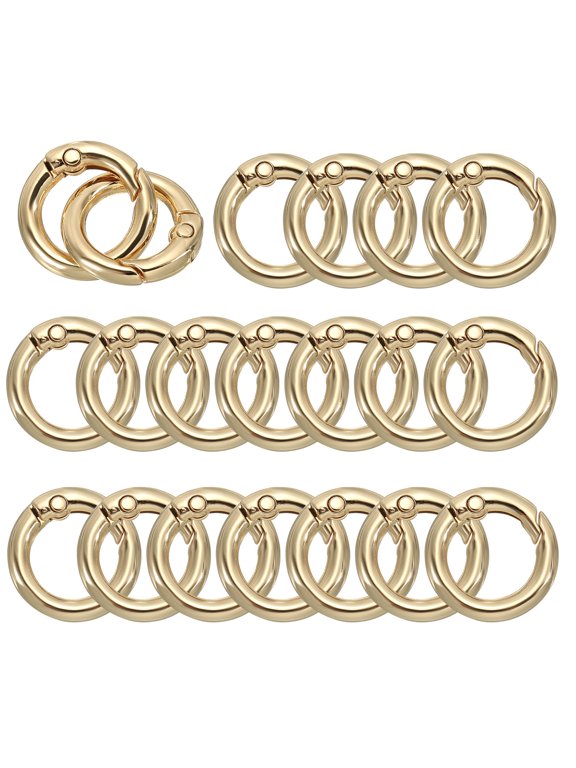 20mm OD Spring O Rings Round Clasp Clip Trigger Snap Spring Keyrings Gold Tone 20 Pack