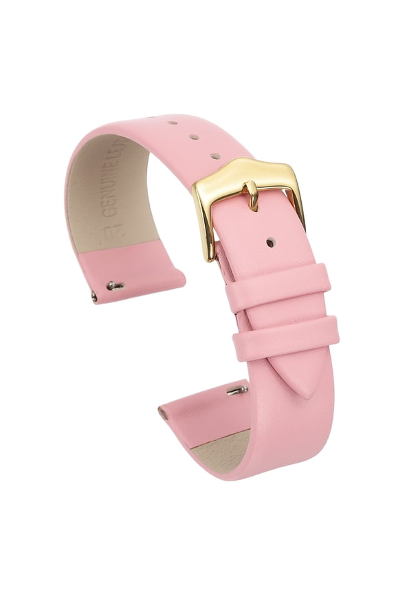 20mm Pink Genuine Leather Watch Bands with Gold Buckle for Men Women